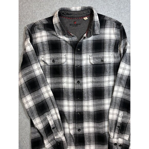 Woolrich Men’s Button‎ Up Shirt Buffalo Plaid White Black Size Medium - Picture 2 of 11